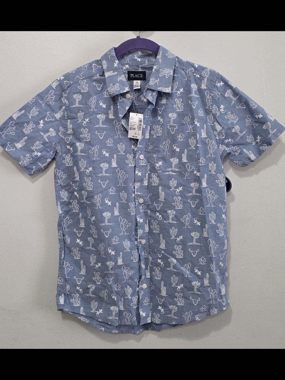 The Children's Place Light Blue Short-Sleeve Cactus Button-Down Shirt